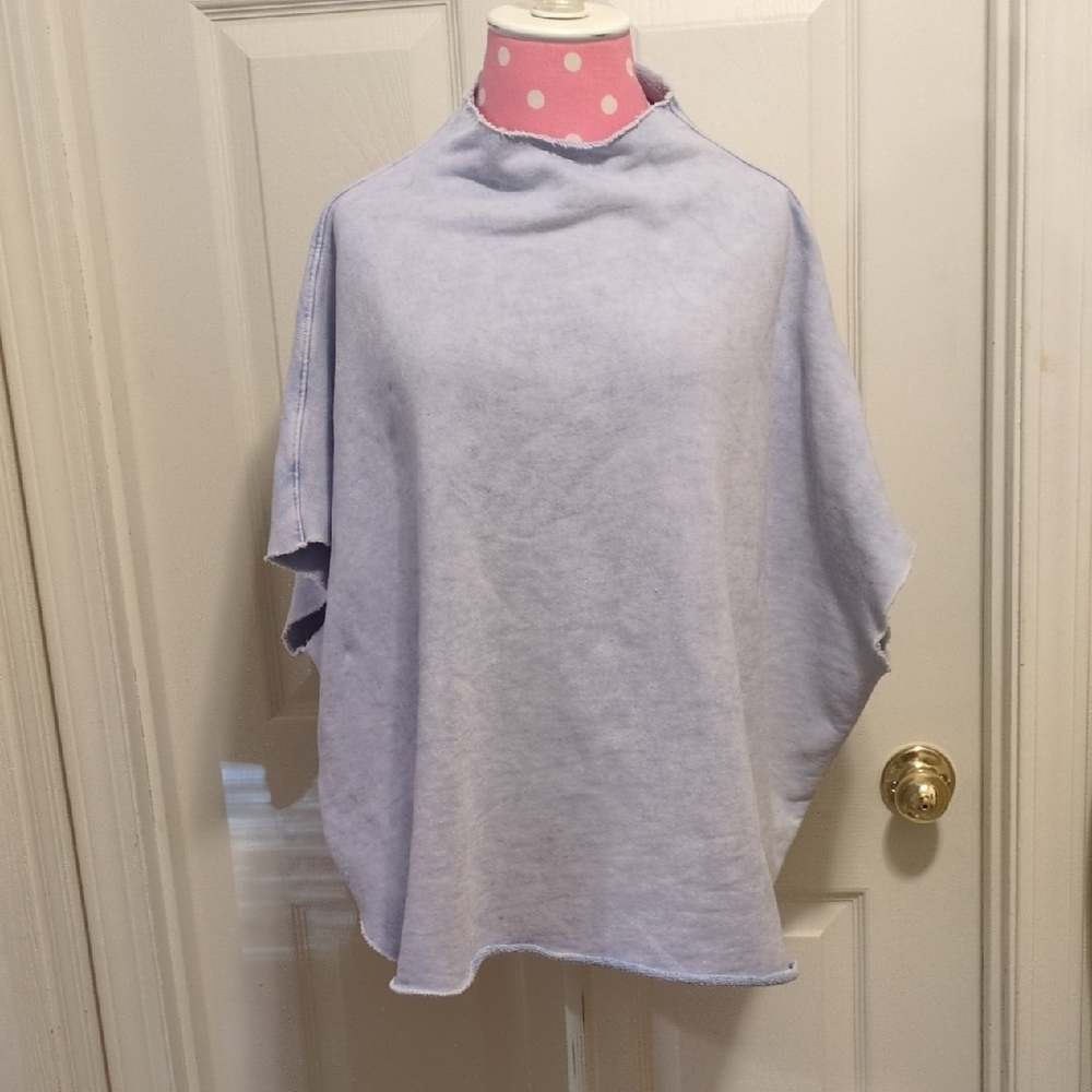 Frank & Eileen Light Blue Funnel Neck Capelet Sweatshirt